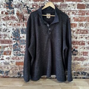 Red Head Pullover Sweater Mens 4XL Brown 1/4 Button Heathered Knit Fleece